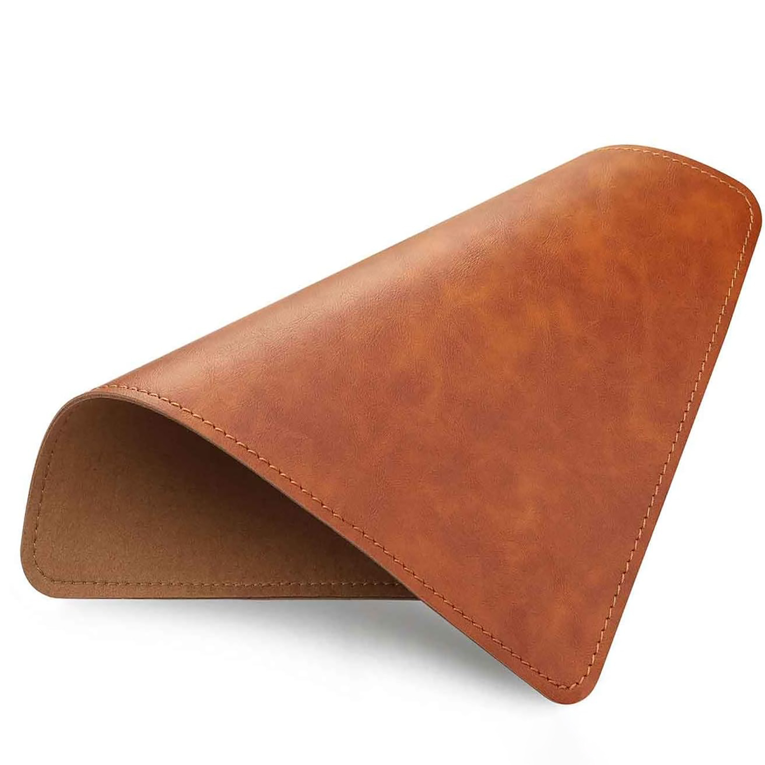 Solid Color Leather Mouse Pad With Stitched Edge